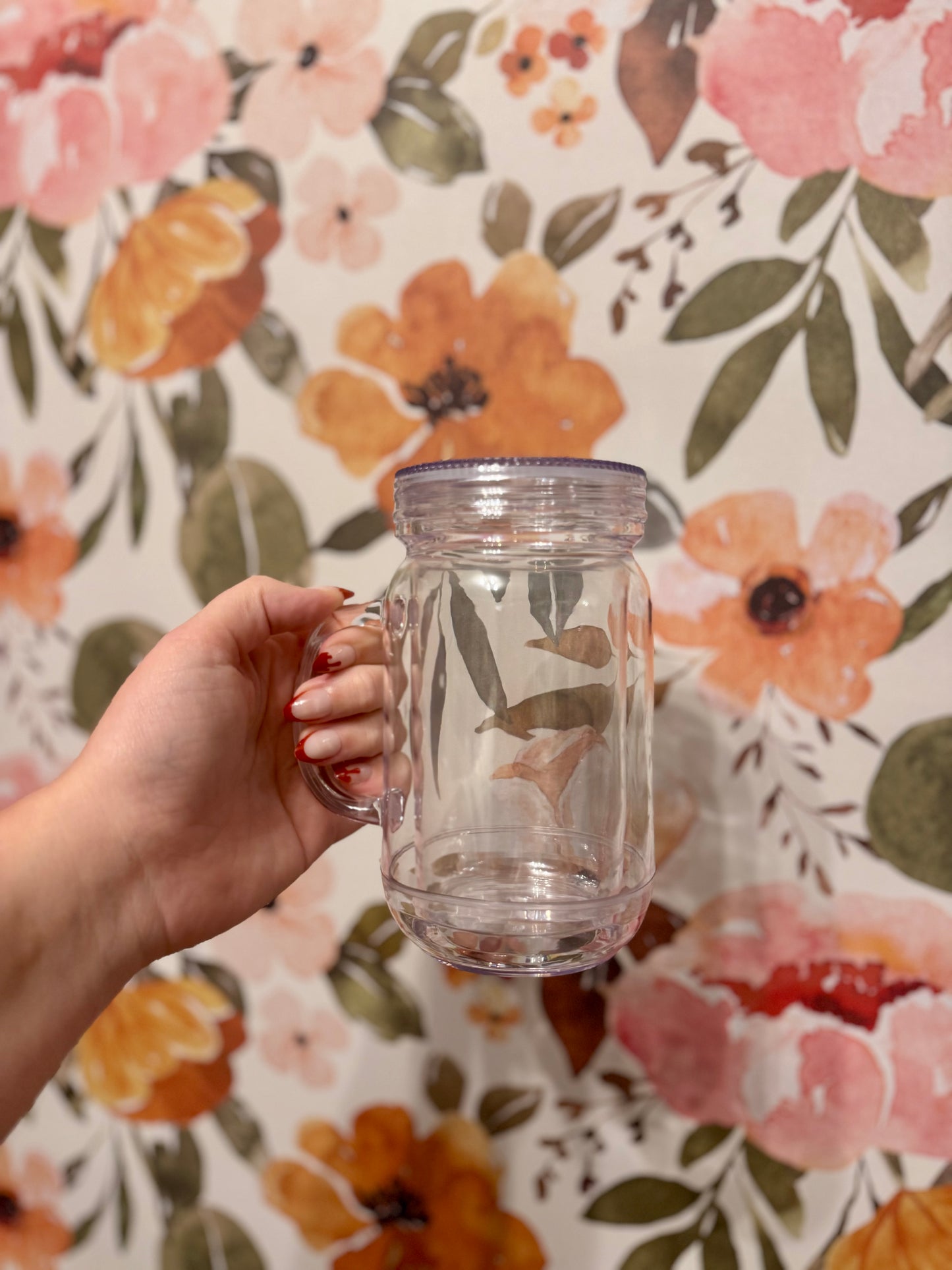 20oz Acrylic Snow Globe Mason Jar with Handle