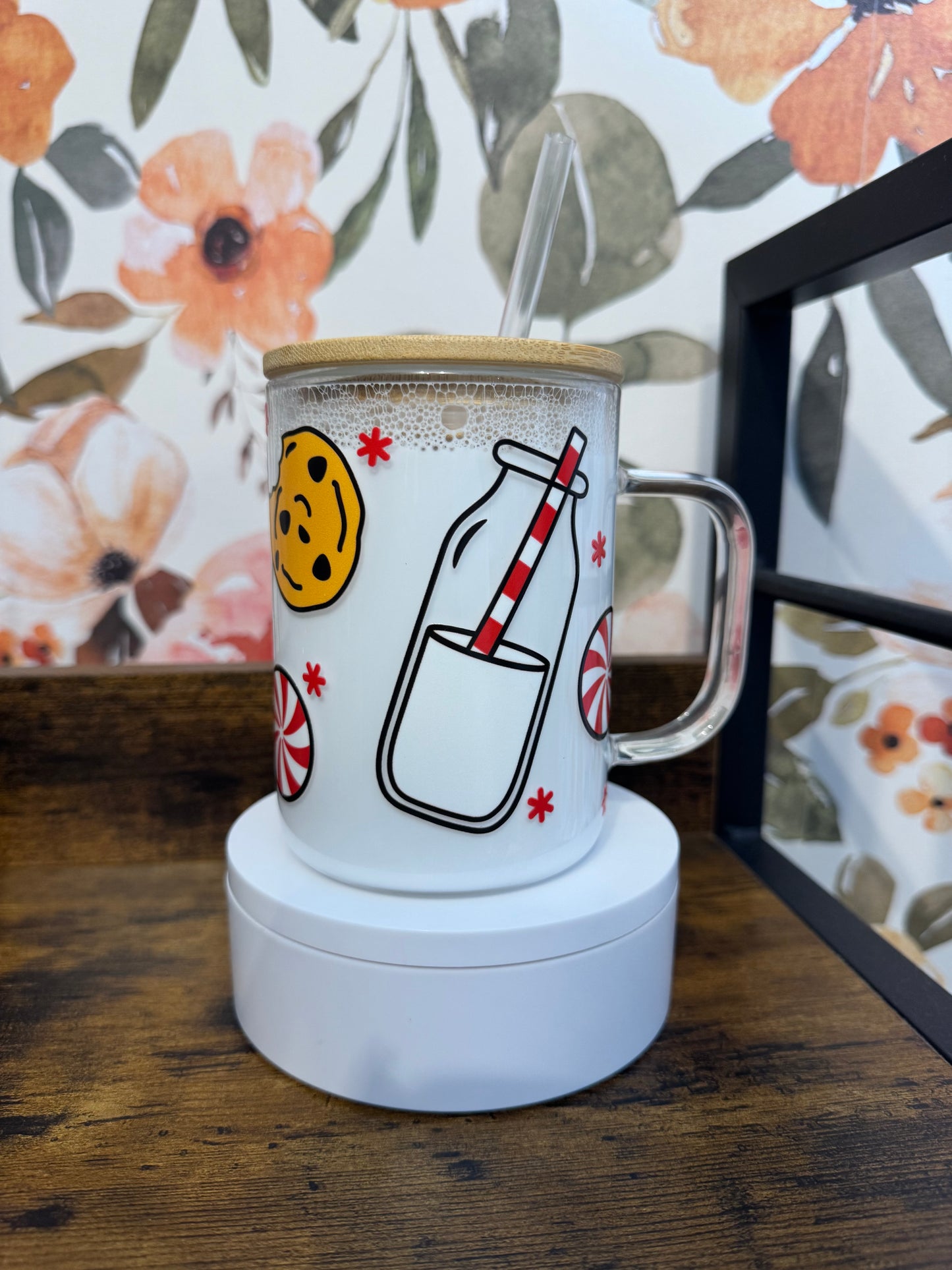 20oz Glass Milk and Cookies Coffee Mug