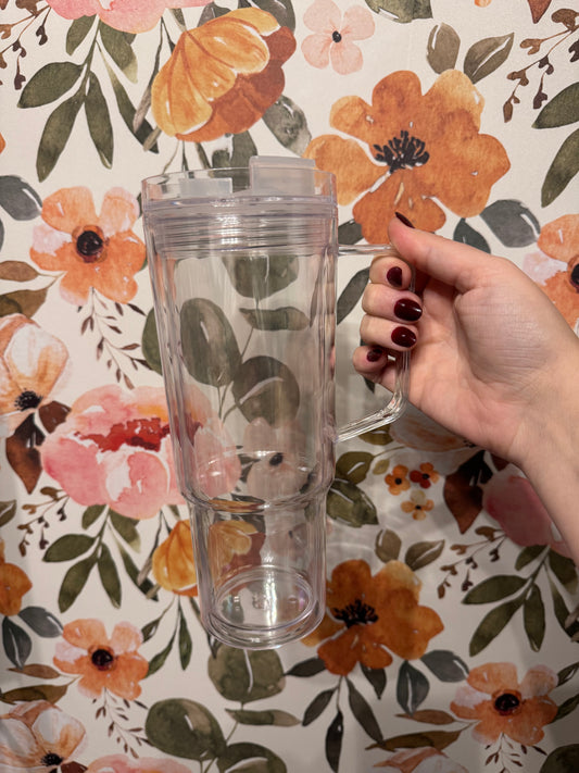 40oz Acrylic Snowglobe Tumbler with Handle